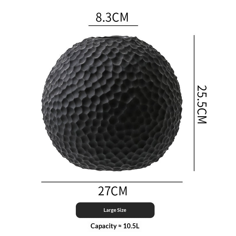 Honeycomb Sphere Ceramic Vase | Japandi Sculptural Globe, vases & vessels, detail view, embracing wabi-sabi natural