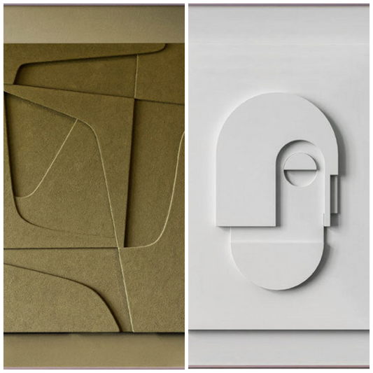 3D Sculptural Geometric Canvas Print – Trompe-l’Œil Morandi Wall Art, crafted in a warm Japandi minimalist style